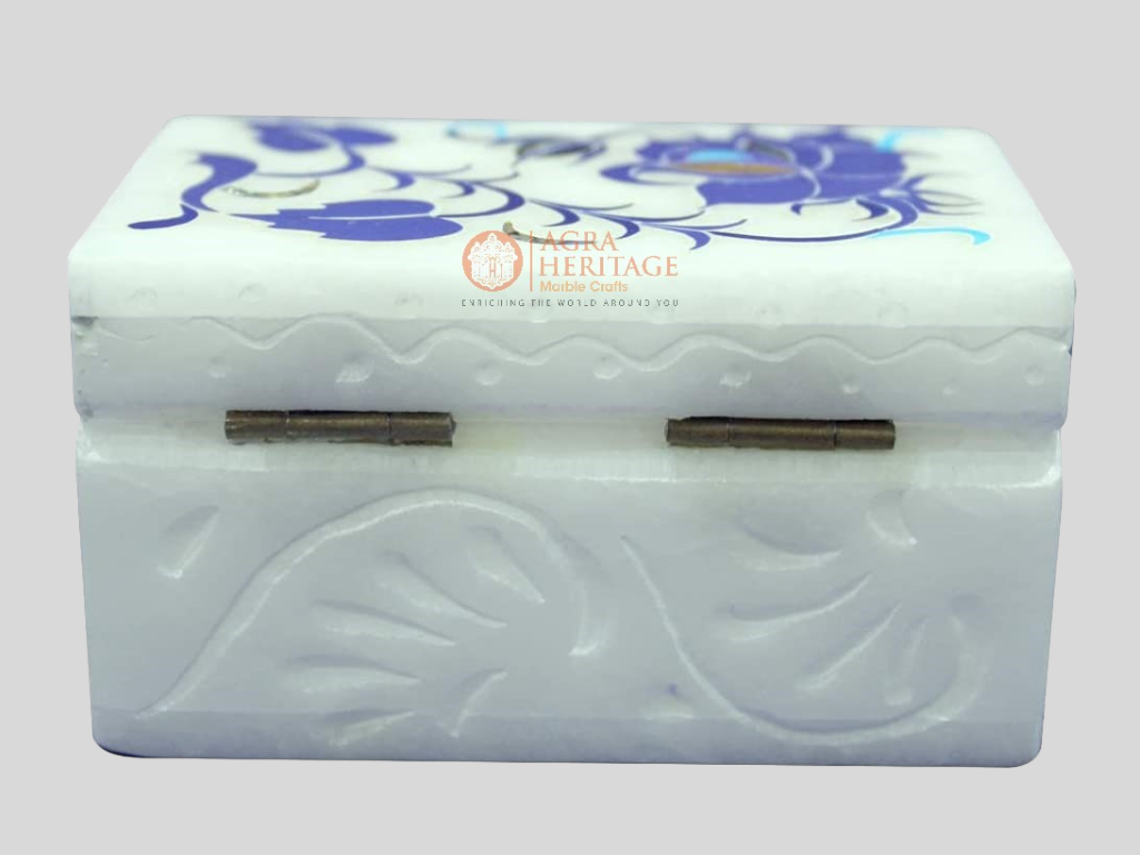 Marble Inlay Jewelry Storage Box Lapis Lazuli Stone